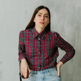 Camicia Donna in Cotone Tartan Casual-Chic