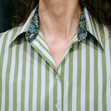 Camicia a righe con dettagli in tessuto Liberty