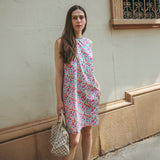 Abito tubino svasato in cotone Liberty® Betsy Fuxia