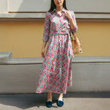 Abito Chemisier in Cotone Liberty® Betsy Fuxia