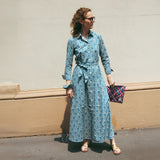 Abito Chemisier in Cotone Liberty® Emma and Georgina Blu