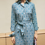 Abito Chemisier in Cotone Liberty® Emma and Georgina Blu