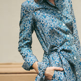 Abito Chemisier in Cotone Liberty® Emma and Georgina Blu