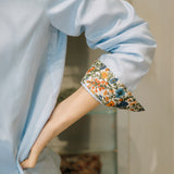Camicia in Oxford di Cotone Azzurro con Dettagli Liberty