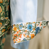 Camicia in Oxford di Cotone Azzurro con Dettagli Liberty