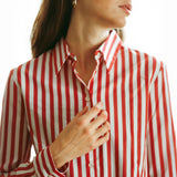 Camicia a righe rosse e bianche