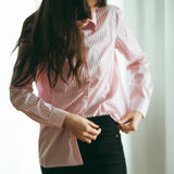 Camicia a righe rosa e bianche