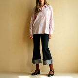 Camicia a righe rosa e bianche