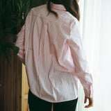 Camicia a righe rosa e bianche