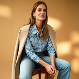 Camicia LIberty Poppy and Daisy Azzurro