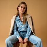 Camicia LIberty Poppy and Daisy Azzurro